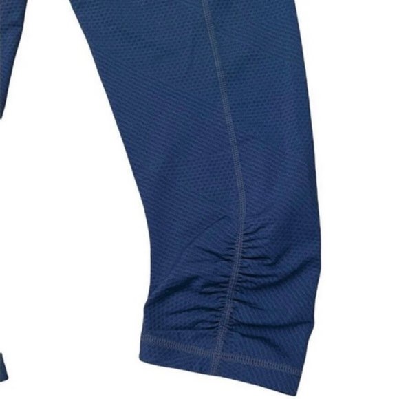 Prana Womens Size Small Ruched Textured Leggings Blue Yoga Athleisure Capri - Picture 2 of 5